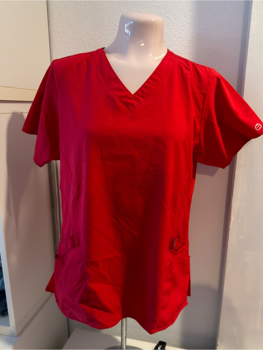WonderWink Women's V-Neck Red Medical Scrub Top and Jogger Pants